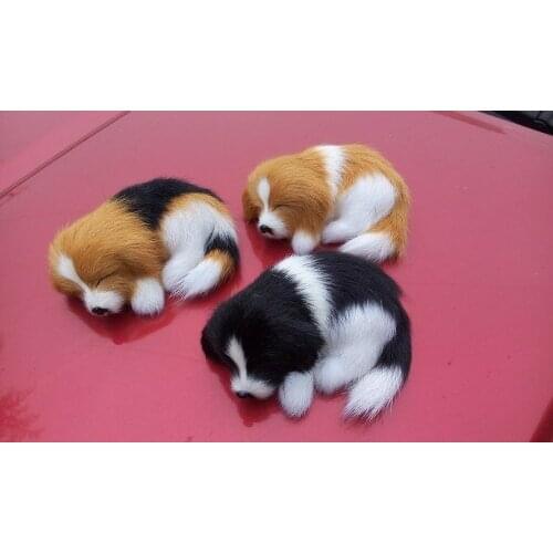 Simulation dog about 10x7cm prone dog Handmade craft model toy,polyethylene&furs toy,car pendant,home decoration Xmas gift w4076