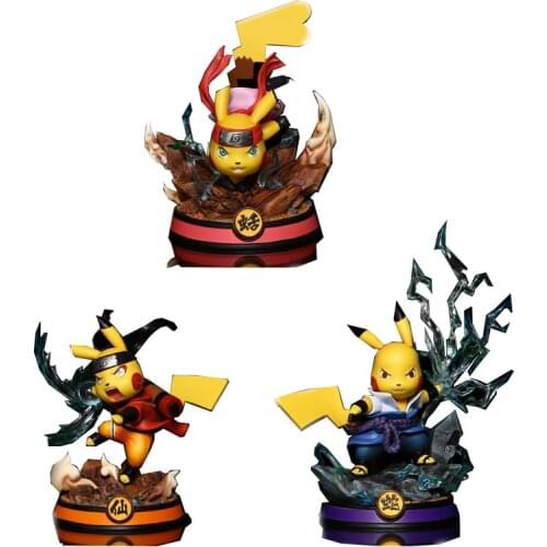 NARUTO Anime Figures Naruto Sasuke Haruno Sakura COS Pikachu GK Boxed Hand Office Aberdeen Decoration Model Toys For Children