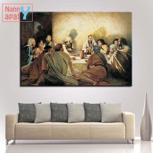 Christian Jesus Wall Art Canvas Painting Last Supper Poster and Prints Nordic Vintage Modular Picture for Living Room Home Decor