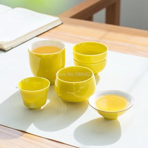 Not Only Elegant Celadon Yellow Teacup Ceramic Teacup Single Cup Tea Cup Tea Cup Kung Fu Tea Set Tea Bowl