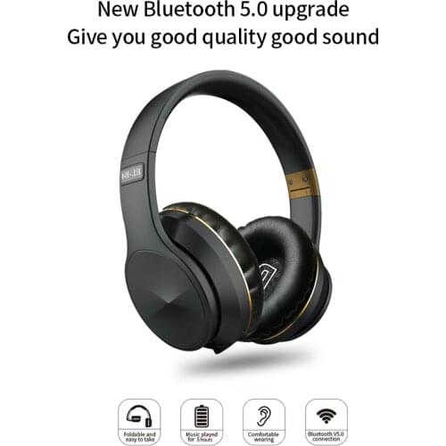 2021 New Wireless Headphones Bluetooth Sports Headset Foldable Stereo Adjustable Earphone Remote Hands-free Two-way Conversation