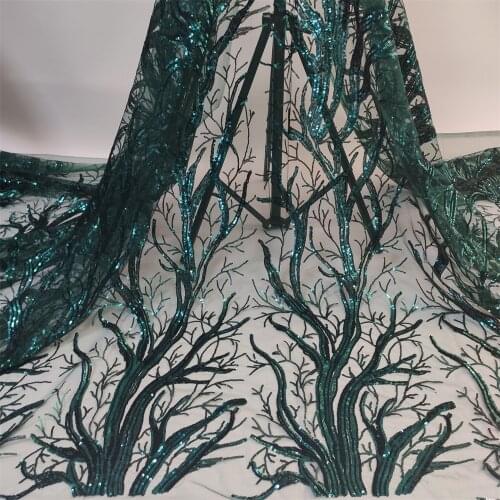 Latest 2021 High Quality African Nigerian Tulle Lace Fabric With Sequins Embroidery Sewing Guipure Organza Prom Dresses 5yards