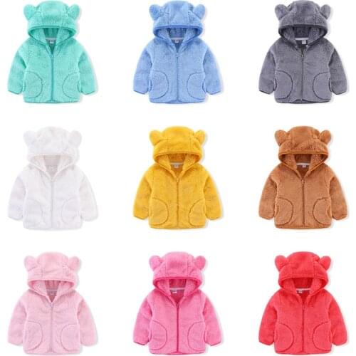 Jumping Meters New Arrival Winter Fleece Boys Girls Hoodies 2-6T Baby Jackets Zipper Long Sleeve Childrens Outwear Coats