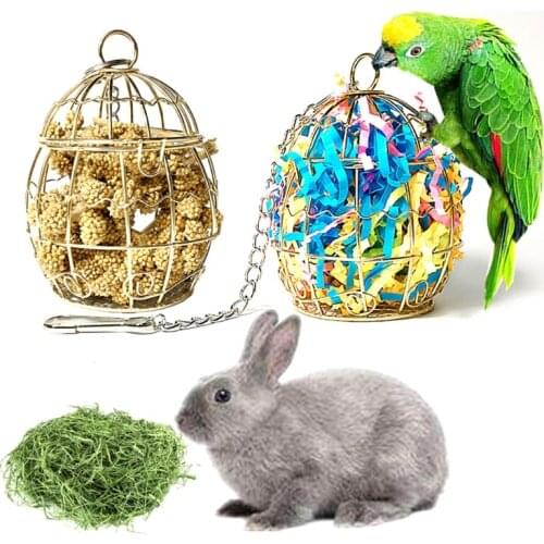 Bird Shredder Toy Stainless Steel Cage Feeder Parrot Foraging Hanging Container