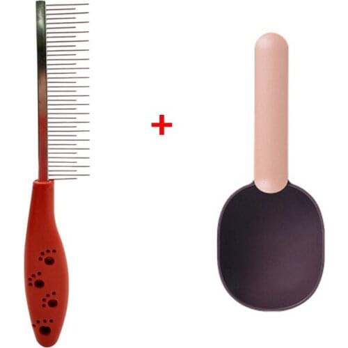 Pets Cute Stainless Steel Dog Comb Pet Hair Removal Shedding Pin Combs For Cat Dog Cleaning Grooming Tool Feeding Scoop Spoon