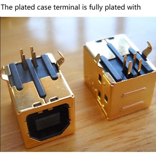 USB2.0 connector USB B master socket 90 degree plug-in plate type gold-plated master socket interface for printer