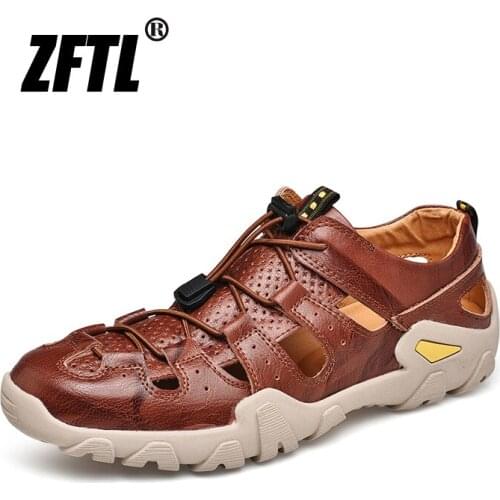 ZFTL New Men Sandals Large size Genuine Leather Man beach sandals leisure outdoor male casual shoes summer handmade non-slip 67