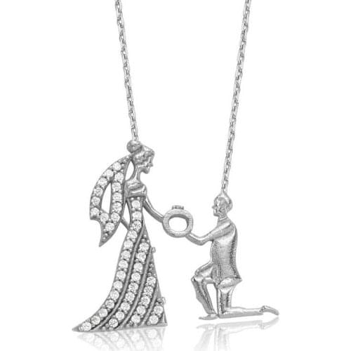 Silver Wedding Teklifi Lady Necklace