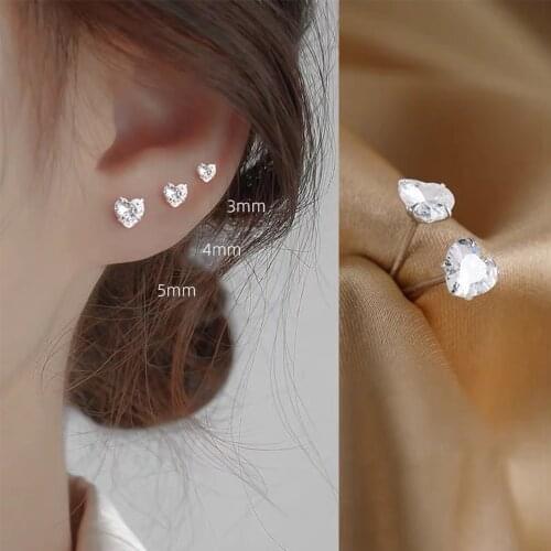 Stud Earrings Minimalist Trendy Creative Temperament Elegant Cubic Zircon Heart Earrings Women Fashion Jewelry Accessories