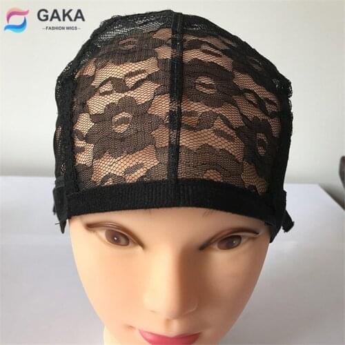 GAKA 1PC Rose Net Lace Elastic Strap Adjustable Hair Wig Caps for Making Wig Mesh Black Color Lace Hairnets with Ears