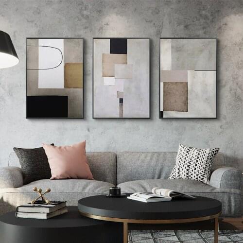Modern Geometric Abstract Canvas Painting Industrial Style Poster Print Minimalist Wall Art Pictures for Living Room Home Decor