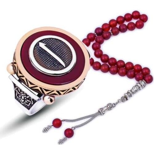 Tevuli 925 Sterling Silver Ebony Gemstone Aleph Male Ring