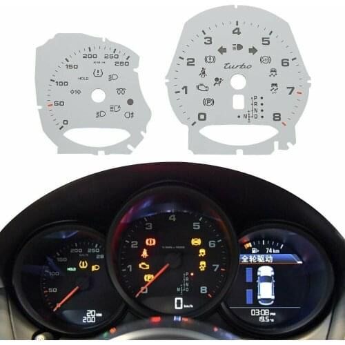 Instrument cluster Turbo Gauge Face For Porsche 981 982 (718) Boxster / Cayman / Macan 280KM/H in White Red Yellow
