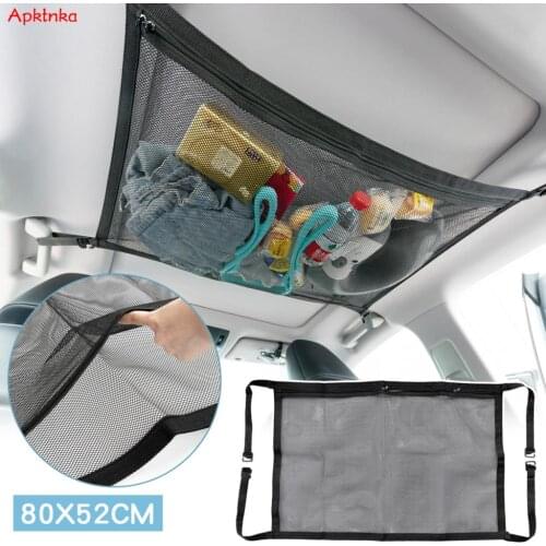 Universal Car Trunk Ceiling Storage Roof Net Mesh Pocket Organizer Travel Pouch Sundries Storage Interior Cargo Net For Van SUV