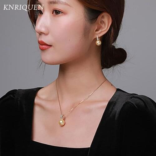 Vintage Fresh Water Pearl Drop Earrings Pendant Necklace for Women 925 Sterling Silver Wedding Fine Jewelry Sets for Girlfriend