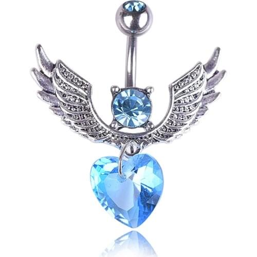 Bright Gem Heart Belly Piercing Ombligo Bijoux Belly Button Rings Belly Piercing Nombril Navel Ring Wing Earring Body Jewelry
