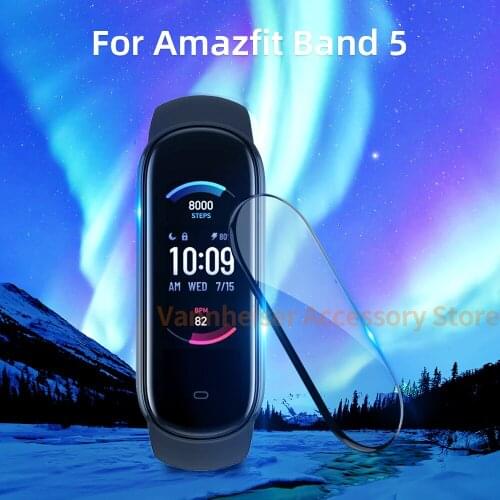 3D Soft Fibre Glass Protective Film Cover Full Curved Scratch-resistant For Huami Amazfit Band 5 Screen Protector Case Not Glass