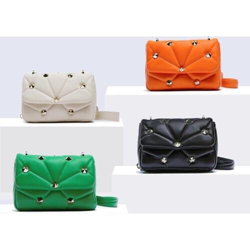 Rivet Design Messenger Handbag Fashion Casual Retro Clutch Shoulder Crossbody Bags for Women Luxury Brand Pu Leather Crossbody