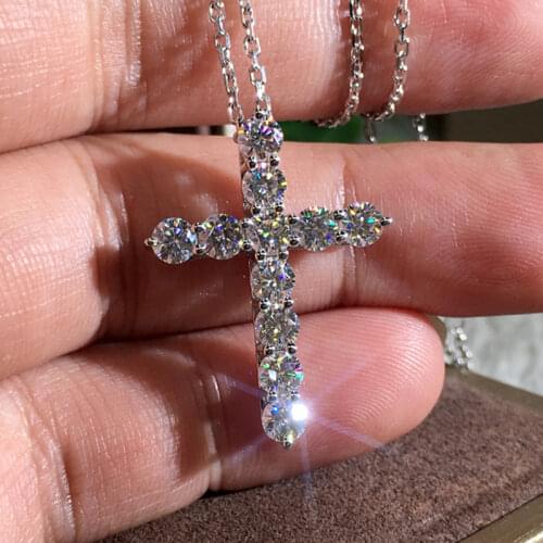925 silver necklace jewelry women wedding fashion Cross CZ crystal Zircon stone pendant necklace Christmas gift