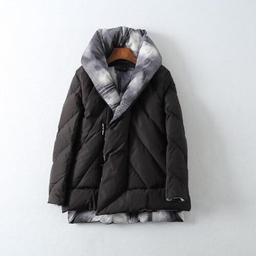 Winter 2018 new womens dress big lapel design feeling 90 white duck short style double-face down jacket 90134