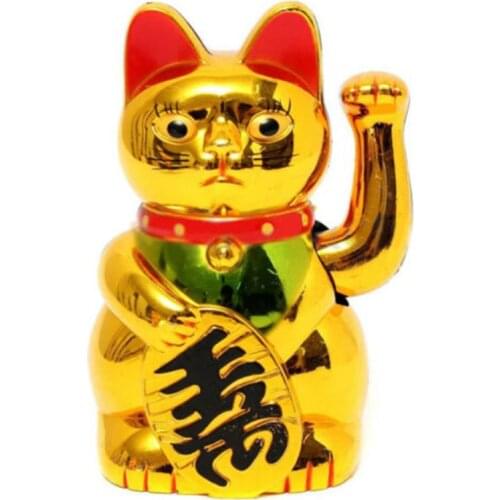 Gold Maneki Neko Cute Lucky Electric Craft Art Home Shop Hotel