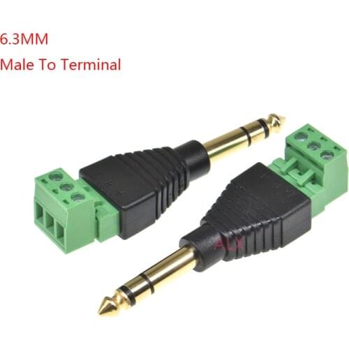 1pcs 6.3mm 6.35MM 3-Pole Stereo audio male plug to terminal block adapter Connector 6.3 plug