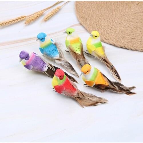 1Pc artificial feather birds nest decorative mini swallows home garden ornaments