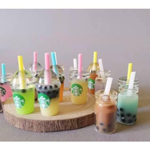 10 pcs pearl milk tea/miniature drinks/dinnerware/artificial/fairy garden gnome/terrarium decor/diy supplies