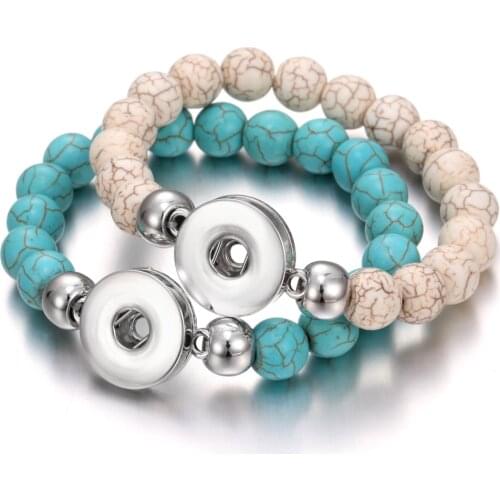 18mm Snap Jewelry Bracelets Natural Stone Beads Snap Button Bracelet Handmade Beaded Bracelet Interchangeable Buttons Jewelry