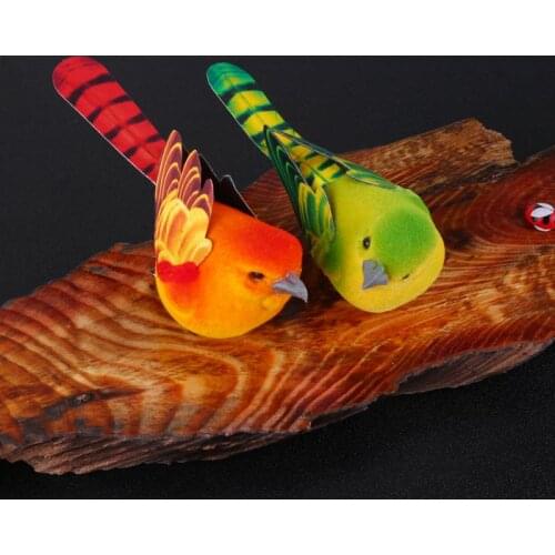 2pcs Cute Bird Decor Ornament Bird Christmas Decoration Flock Boutique New Year Kids Gift Random Color