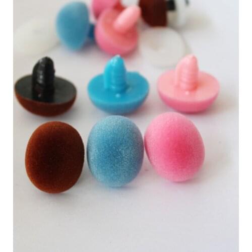 300pcs--19x24mm Oval shape pink/brown color clean flocking toy nose safety toy nose + hard washer