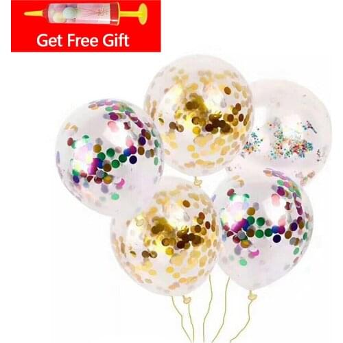 50pcs/lot Glitter Confetti Latex Balloons Romantic Wedding Decoration Gold Clear Birthday Party Decoration Kids Baby Shower