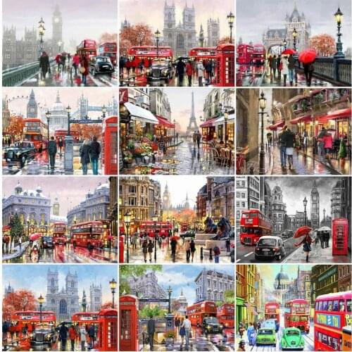 5D Diamond Painting Full Drill Square/Round Street Diamond Embroidery Landscape Paris Crystal Mosaic Cross Stitch Art Hobby