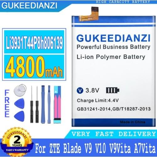 4800mAh GUKEEDIANZI Battery Li3931T44P8h806139 For ZTE Blade V9 V10 /V9Vita V10Vita /A7 Vita /A4 / A5 2020 Big Power Bateria