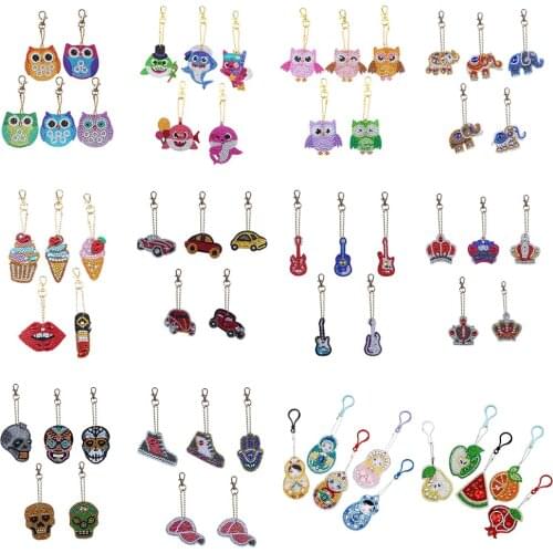 5D DIY Art Diamond Painting Animal and Food Pattern Key Pendant Diamond Mosaic Full Embroidery Cross Stitch Home Decoration Gift