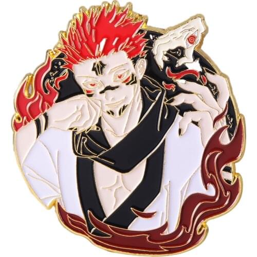 Anime Jujutsu Kaisen Enamel Ryomen Sukuna Cosplay Toge Itadori Yuji Ryomen Sukuna Cosplay Cartoon Costume Props Metal Pin Alloy