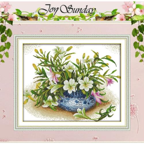 Fragrant lilies Patterns Counted Cross Stitch 11CT 14CT Cross Stitch Set Wholesale flower Cross-stitch Kit Embroidery Needlework