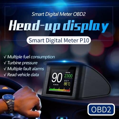 Car OBD2 Head Up Display on-board computer Electronics auto Digital HUD P10 Speedometer Fuel Consumption Voltage Temperature