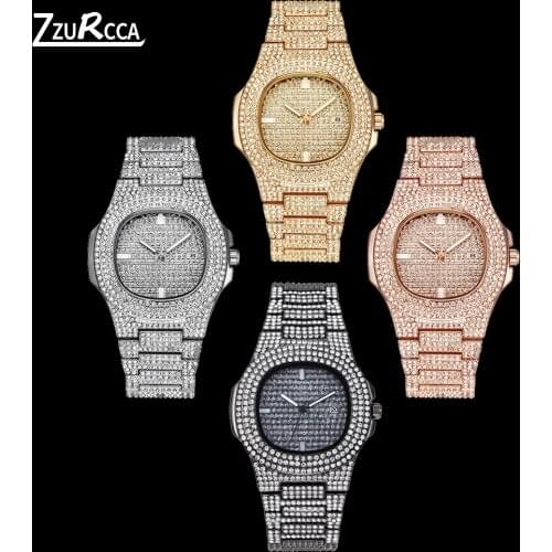 Hip Hop Iced Out Men Watch Full Diamond Gold Women Quartz Watches Waterproof Male Clock relogio feminino zegarek damski