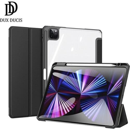 For iPad Pro 11 2021 Tablet Case PU Leather Sleep Wake Cover with Pencil Holder Trifold Stand For iPad Pro 12.9 2021 Dux Ducis