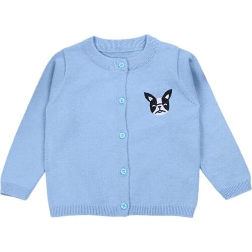 Kids Boys Girls Knitted Sewaters Thin Children Animal Printed Cardigan 2018 New INS Puppy Embroidery Tops Muti Color 12M-6Y GW30