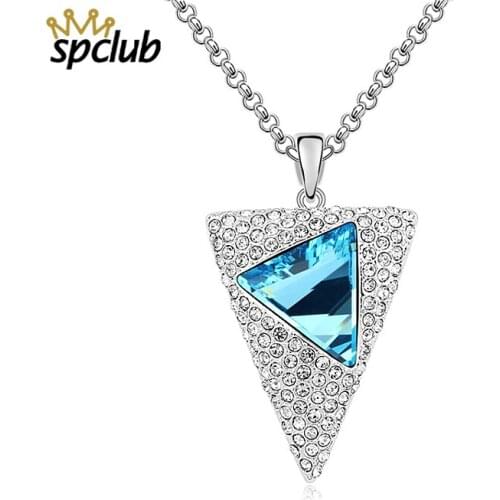 Geometric Personality Crystals From Swarovski Charm Necklace Triangle Necklaces Gems Simple Pendant For Women And Men Jewelry