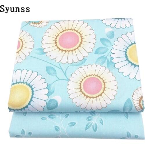 Blue Floral DIY Cotton Fabric Quilting Patchwork Scrapbooking Home Textile Decoration Bedding Clothing Doll Sewing Cloth Syunss