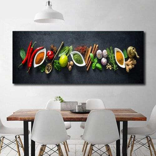 Condiment Collection Canvas Painting Modern Kitchen Wall Art Seasoning Picture Posters And Prints Wall Pictures For Dining Room