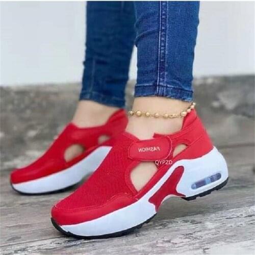 2021 Women Fashion Vulcanized Sneakers Platform Solid Color Flats Ladies Shoes Casual Breathable Wedges Ladies Walking Sneakers