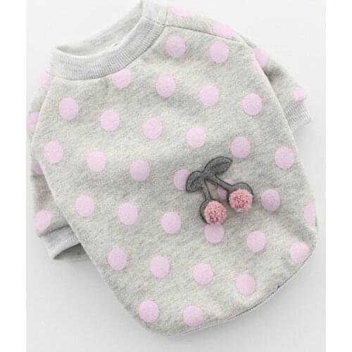 Cute Cherry Spring Summer Dog Hoodies Small Dog Costume Puppy Coat T-shirt Cat Yorkie Schnauzer Pomeranian Poodle Pet Clothes XS