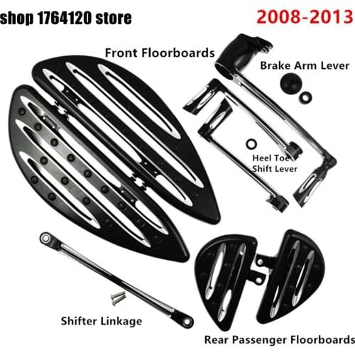 Motorcycle Front &Rear Floorboards&Shift Lever&Brake Shift Kits For Harley Touring Road King Road Glide Electra Glide 2008-2013