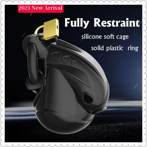 Male Fully Restraint Chastity Device Silicone Cock Cage Adjustable Cuff Penis Ring Anti-off Belt Sex Toys For Men Ball Stretcher