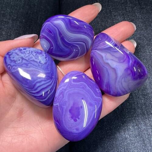 Natural Purple Polished Banded Agate Crystal Madagascar Healing