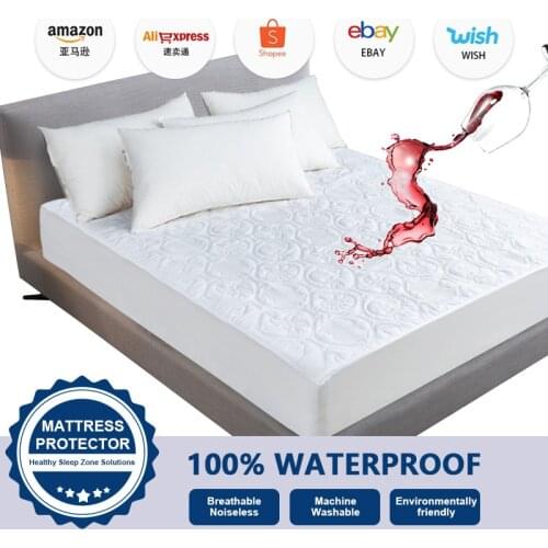 Solid Color Quilted Embossed Waterproof Mattress Protector Fitted Sheet Style Cover for Mattress Thick Soft Pad for Bed
